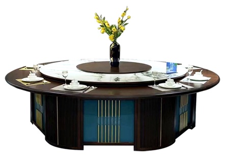 别墅古典中式实木电动餐桌定制