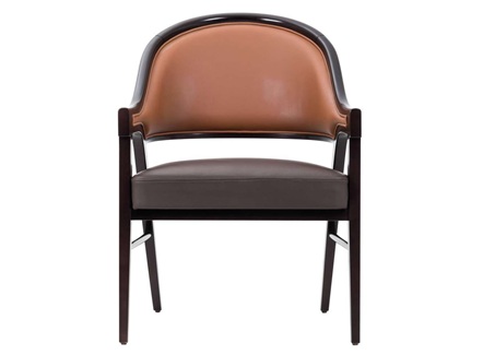 咖啡屋高档实木皮革圆弧形靠背椅子