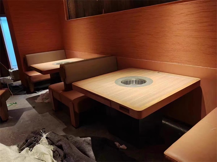 日式烤肉店实木无烟净化烤肉桌