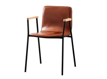 美式咖啡厅铁艺皮革休闲椅子