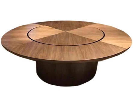 中餐厅新中式实木包厢带转盘大圆桌