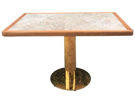 不锈钢桌脚实木包边大理石北欧高档西餐厅桌椅